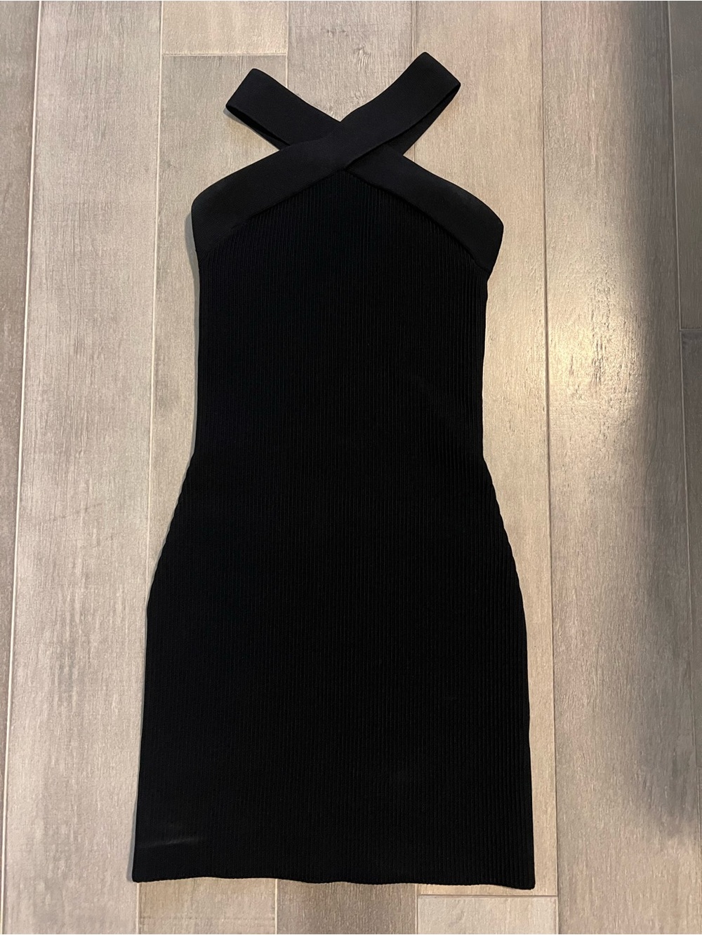 Aritzia Black Cross-Strap Mini Bodycon Dress